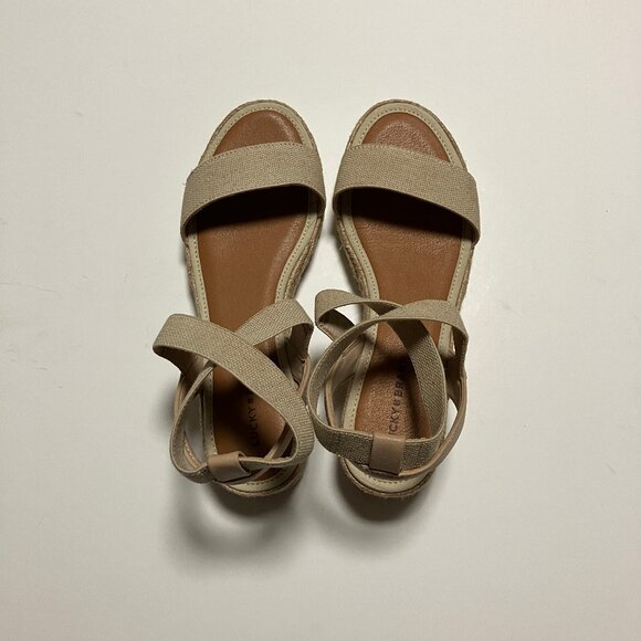 Lucky Brand Thimba Natural Sandals, Size 8, Women's Shoes, Ankle Wrap Espadrille - Picture 9 of 12